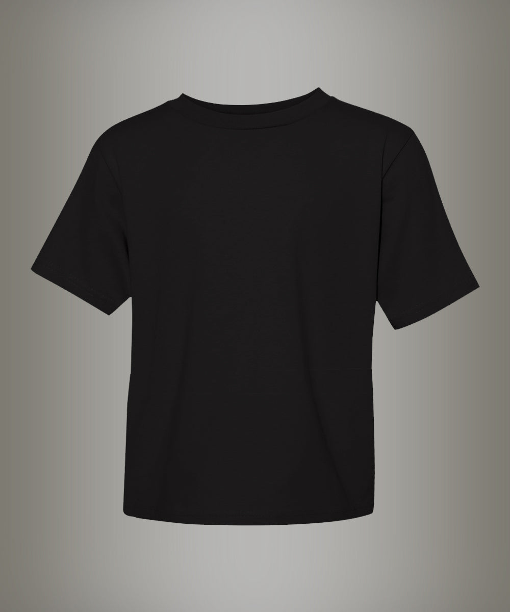 Black t-shirt on a gray background