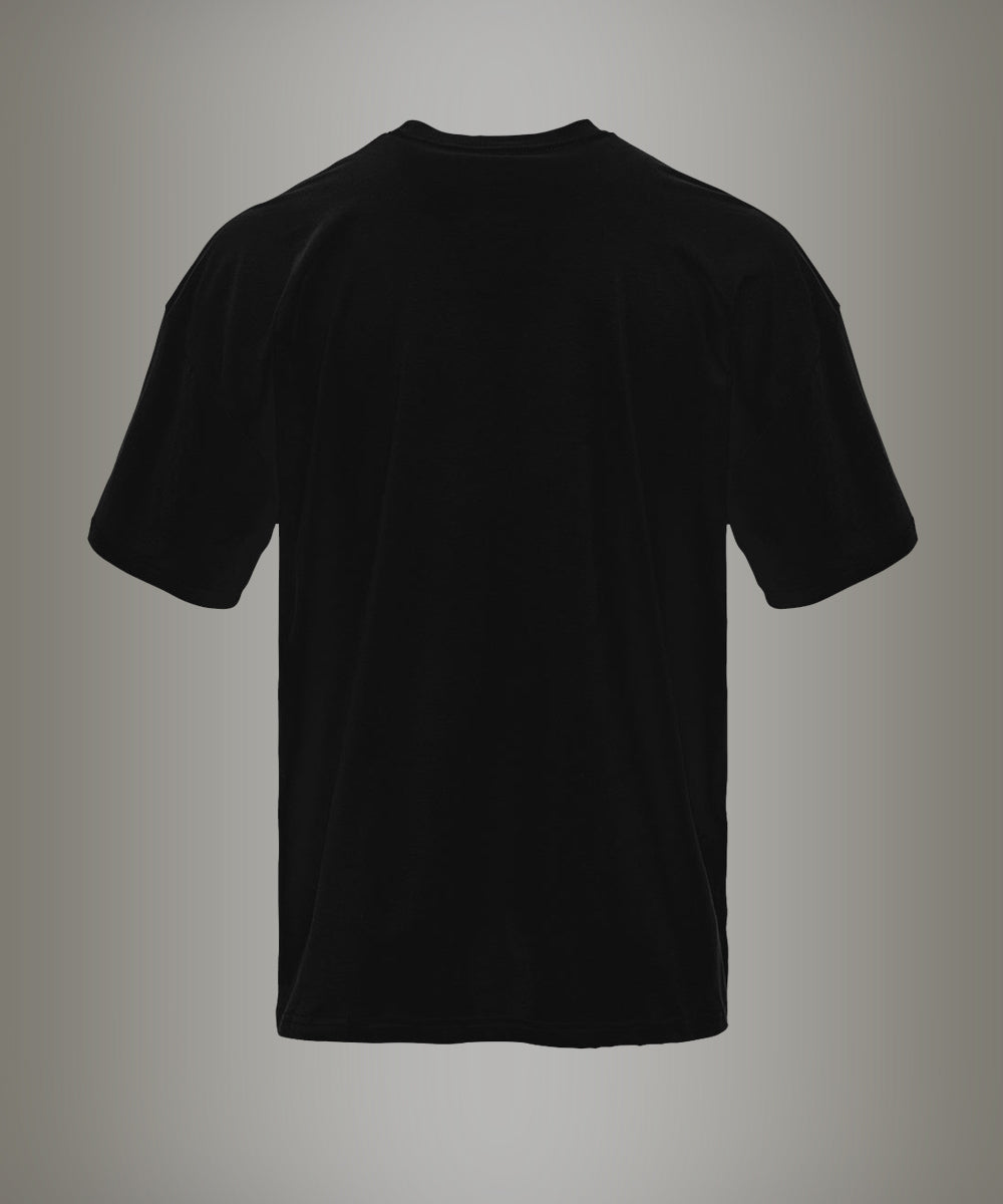 Black t-shirt on a gray background
